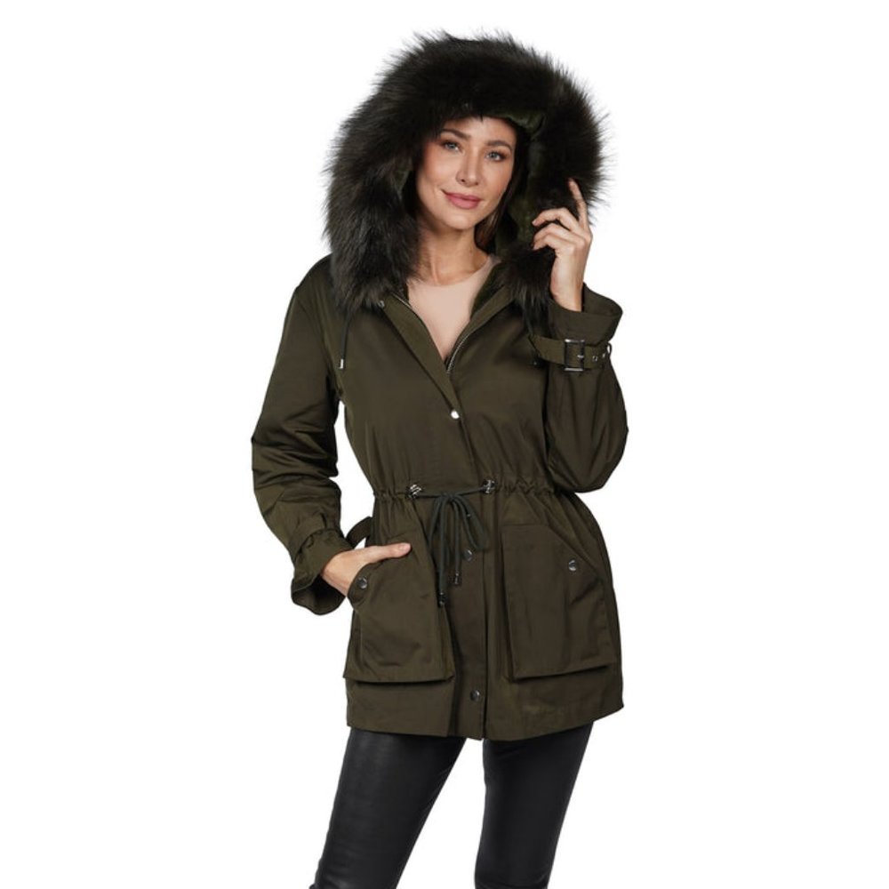 Adorable Parka w/ Removable Liner & Faux Fur Hood LIKE NEW by Love Token